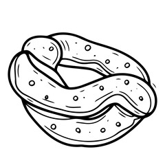 Pretzel in simple doodle style. Vector illustration