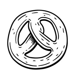 Pretzel in simple doodle style. Vector illustration