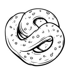 Pretzel in simple doodle style. Vector illustration