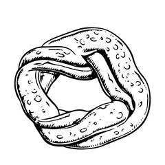 Pretzel in simple doodle style. Vector illustration