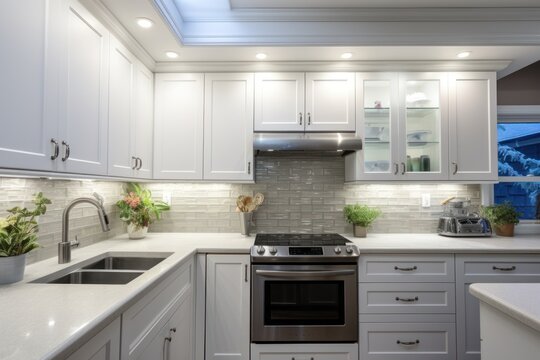 Photos of modern kitchens with cabinets at home.
