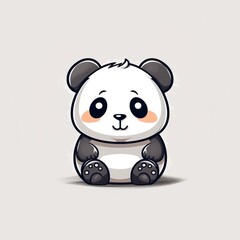 Naklejka premium kawaii panda bear with a heart