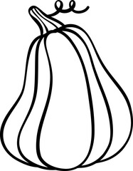 Cute simple Pumpkin cartoon doodle outline hand drawing 