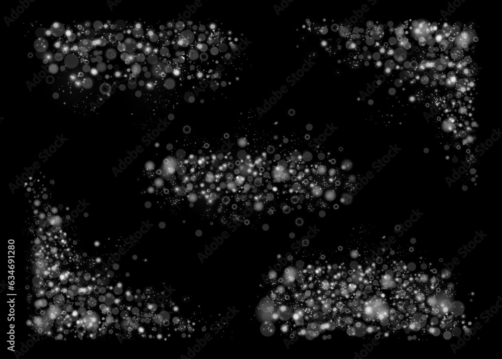 Aufkleber texture abstract white or silver glitter on black background for christmas and birthday party decora