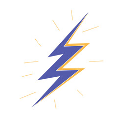 Lightning retro funky decorative symbol from the 70s vector illustration. 