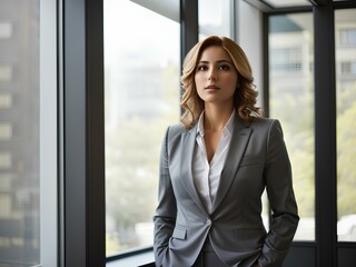 Confident businesswoman in front of the camera