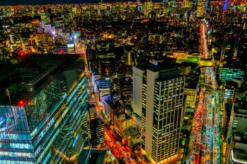 東京渋谷　大都会の夜景