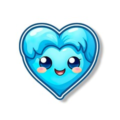 Naklejka premium cute kawaii cartoon blue heart