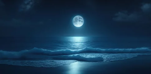 Papier Peint photo Pleine lune full moon over the sea