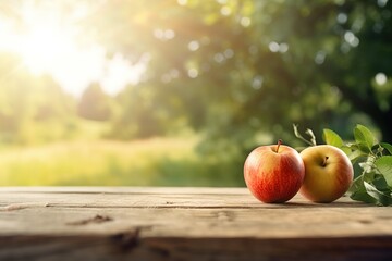 apples on the wooden table