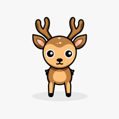 Deer. Deer hand-drawn comic illustration. Cute vector doodle style cartoon illustration.