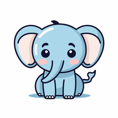 Elephant. Elephant hand-drawn comic illustration. Cute vector doodle style cartoon illustration.
