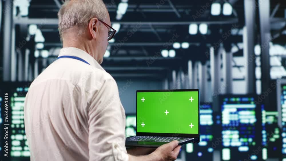 Aufkleber seasoned it professional navigating network of server cabinets in industrial hub. expert with chroma