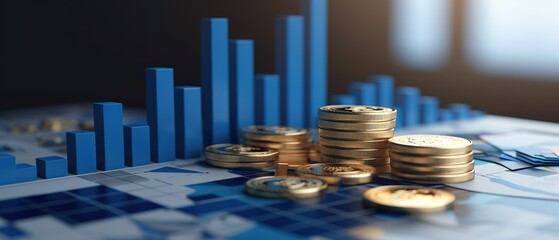 coins and chart