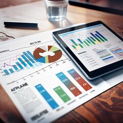 business graph on tablet