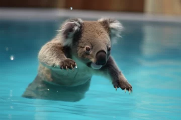 Keuken spatwand met foto a koala swimming in the pool © imur