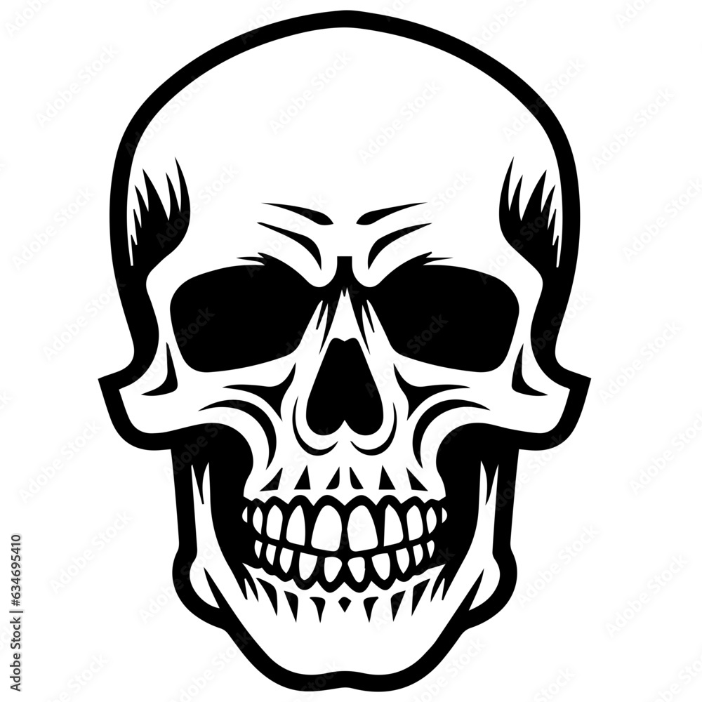 Wall mural outline vector skull in black