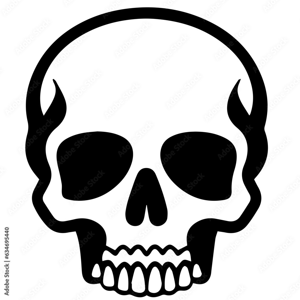 Wall mural outline vector skull in black