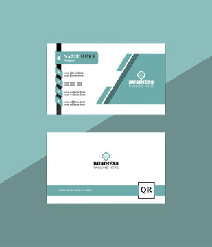 Business card on white background and vector, template