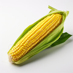 Fresh corn cob, isolated on white, made by ai