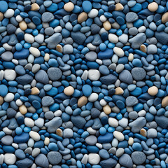 Fototapeta na wymiar Seamless blue, white, grey and cream scattered pebbles backdrop