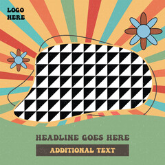 Hippie Background, Retro starburst sunburst background pattern and vintage color palette in a spiral or swirled radial striped design