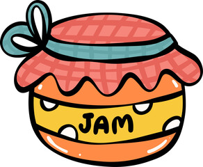 Cute Pumpkin Spice jam food cartoon doodle outline illustration