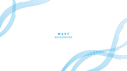 Minimal vector banner. Blue intersecting waves on white background. Editable stroke - 634696844
