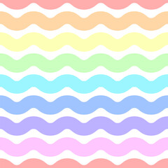 Seamless background with pastel rainbow wavy pattern.