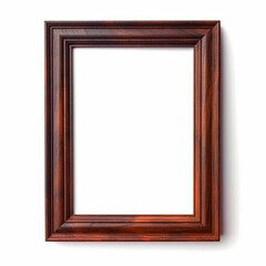 Dark Brown photo frame on white isolated background - ai generative