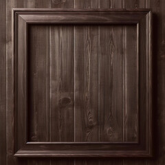 Dark Brown photo frame on wooden background - ai generative