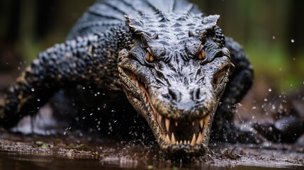 crocodile angry showing its fangs - obrazy, fototapety, plakaty