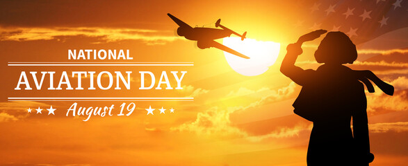 National aviation day background. USA holiday. 3d illustration,