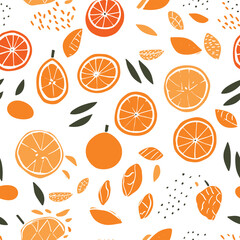 Seamless Colorful Tangerines Pattern. Seamless pattern of Tangerines in colorful style. Add color to your digital project with our pattern!