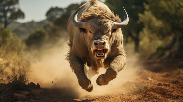 angry bull showing his fangs