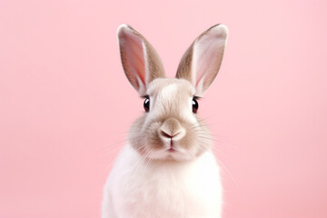 Fototapeta premium rabbit on pink background generated AI