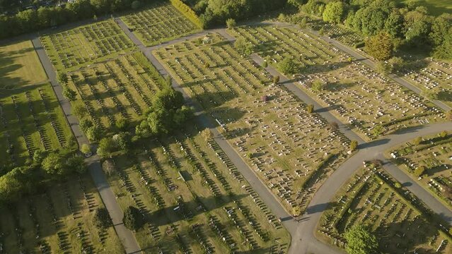 Aerial, Landican Cemetery and Crematorium, Woodchurch Wirral, England