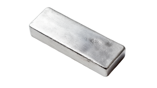 A silver bar isolated on a transparent background