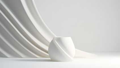 Abstract smooth waving white 3d shapes