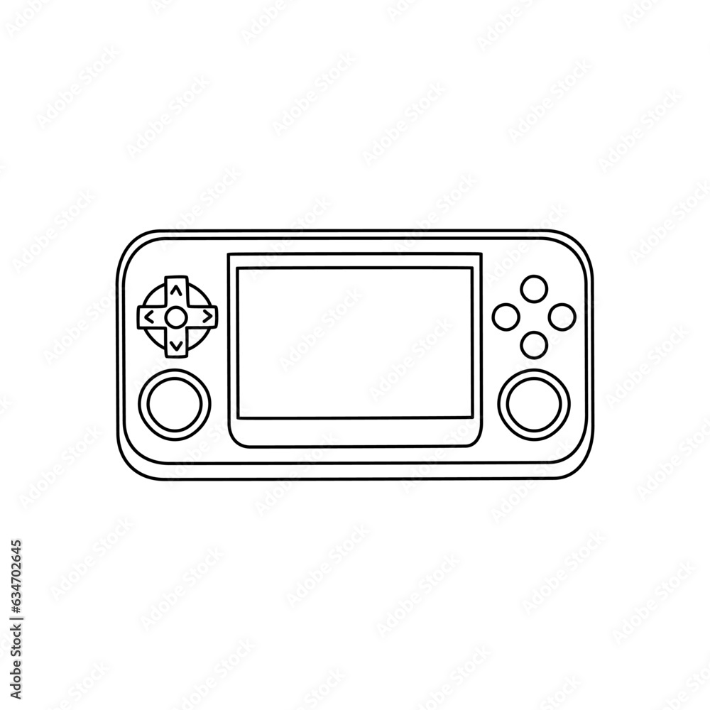 Poster retro doodle video game console. game portable console element. vector illustration