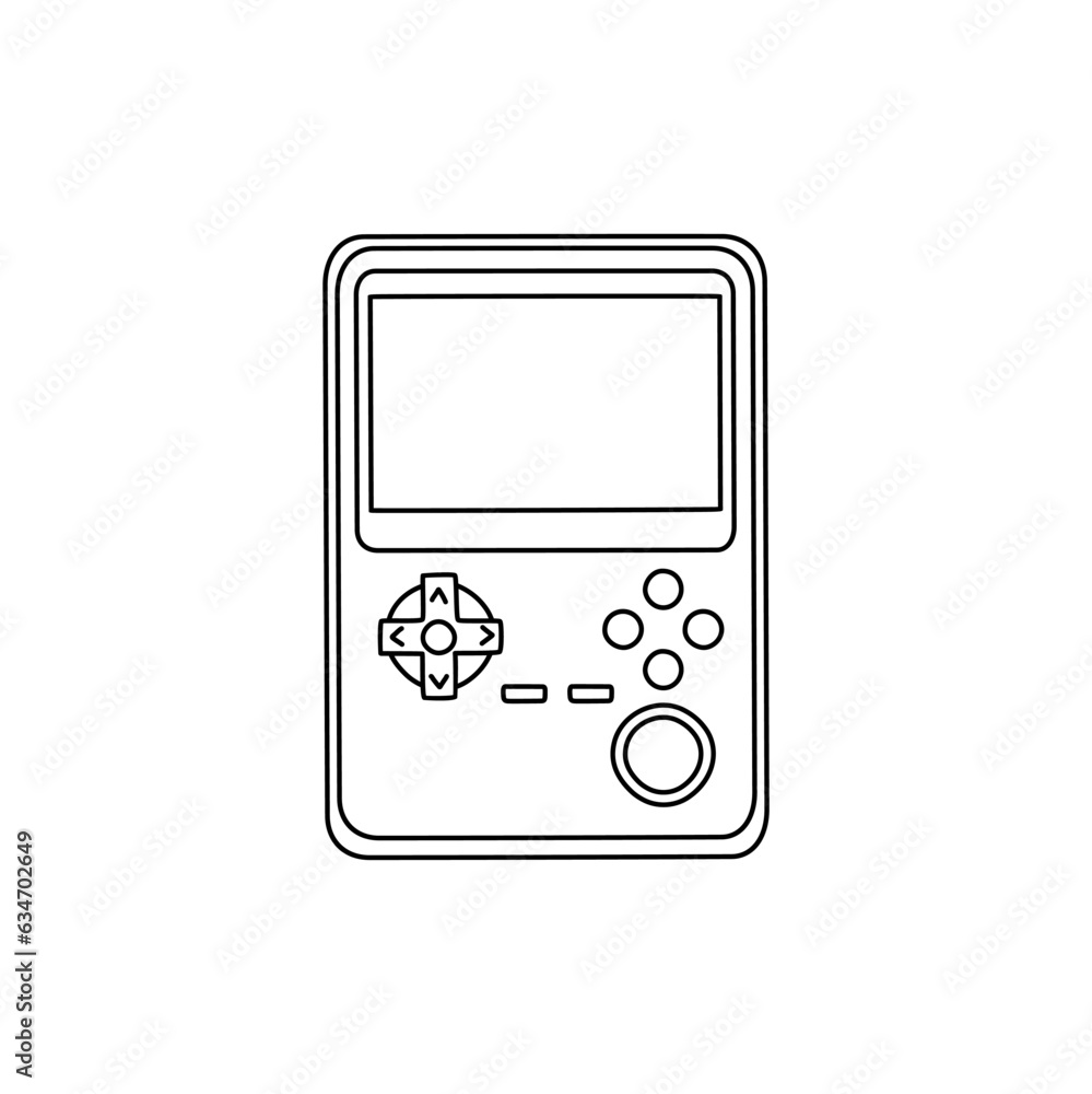 Poster retro doodle video game console. game portable console element. vector illustration