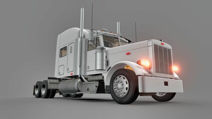 3d illustration of Semi Truck Isolated on dark gray background in HD Quality