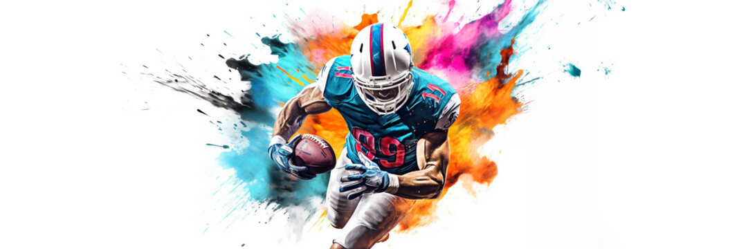 Football american sport action dynamic running player illustration banner