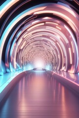 Abstract background, tunnel of glowing arcs. 3D render