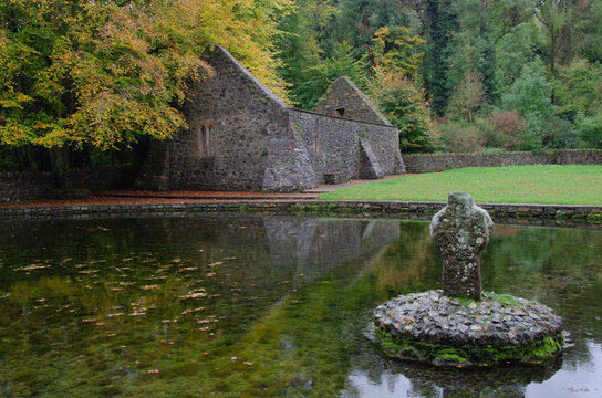 Clonmel, County Tipperary, Ireland - Saint Patrick's Holy Well with Celtic Cross near Clonmel Co. Tipperary Ireland