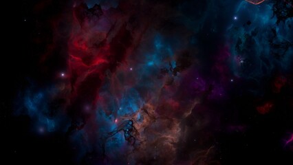 Obraz na płótnie Canvas Purple blue galaxy nebulae and stars in space. Alien mystical shining nebula in shiny starry night. artistic concept 3D illustration backdrop for space exploration and science fiction.