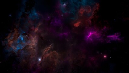 Fototapeta premium Purple blue galaxy nebulae and stars in space. Alien mystical shining nebula in shiny starry night. artistic concept 3D illustration backdrop for space exploration and science fiction.