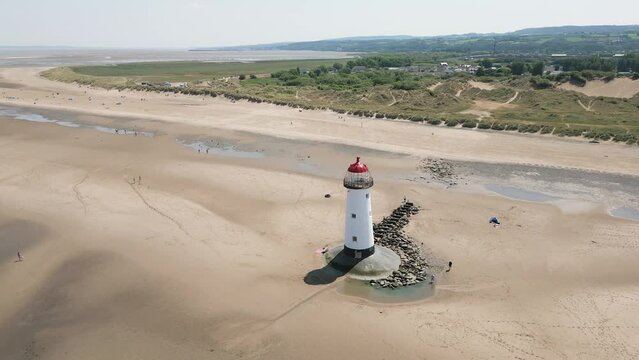Aerial, The Point of Ayr Lighthouse, Talacre, North Wales, Great Britain