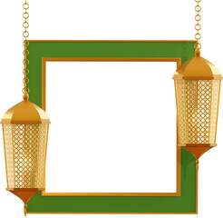 3D Render Golden Frame With Lantern