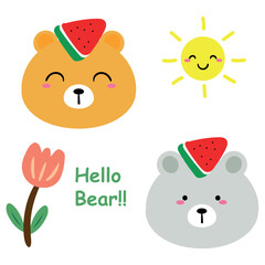 hand drawn cartoon cute bear sticker set